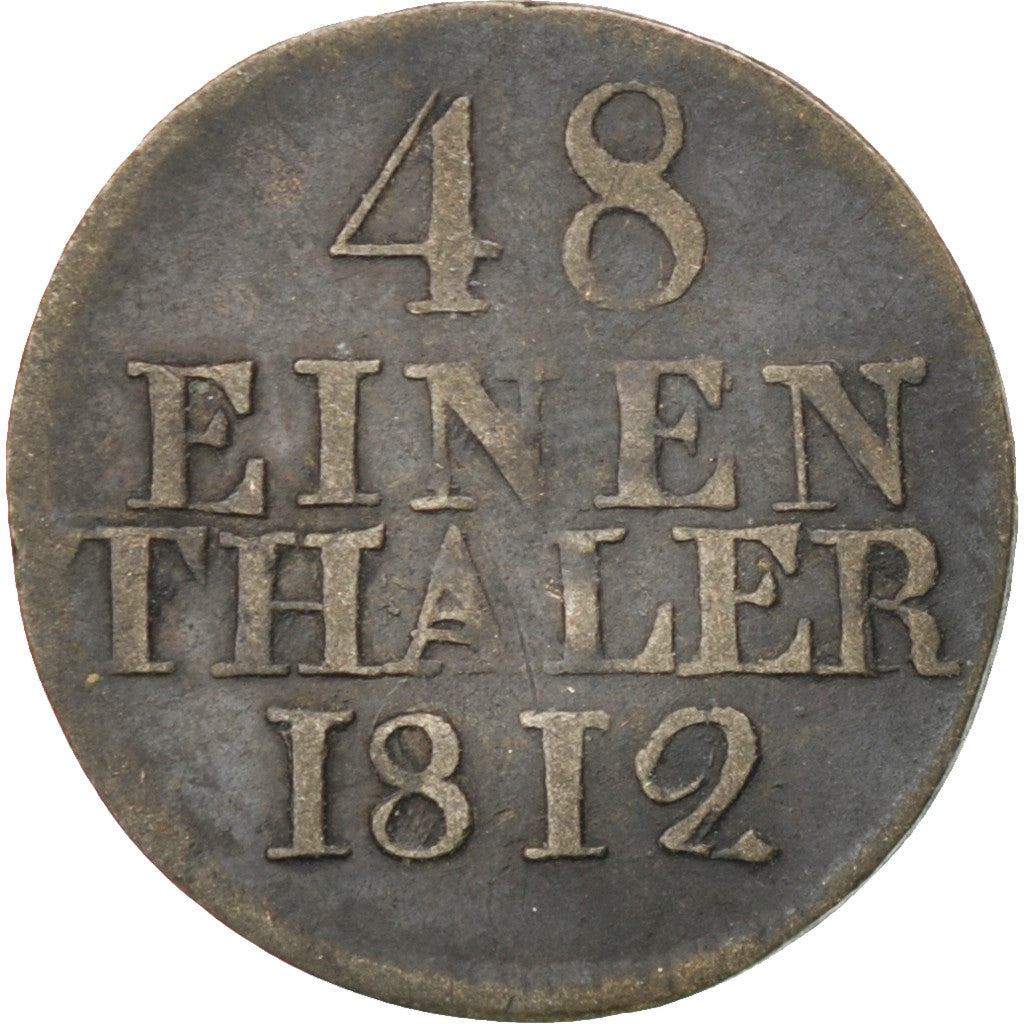 GERMAN STATES, 1/48 Thaler, 1/2 Groschen, 1812, KM #1048, VF(30-35), Silver,...