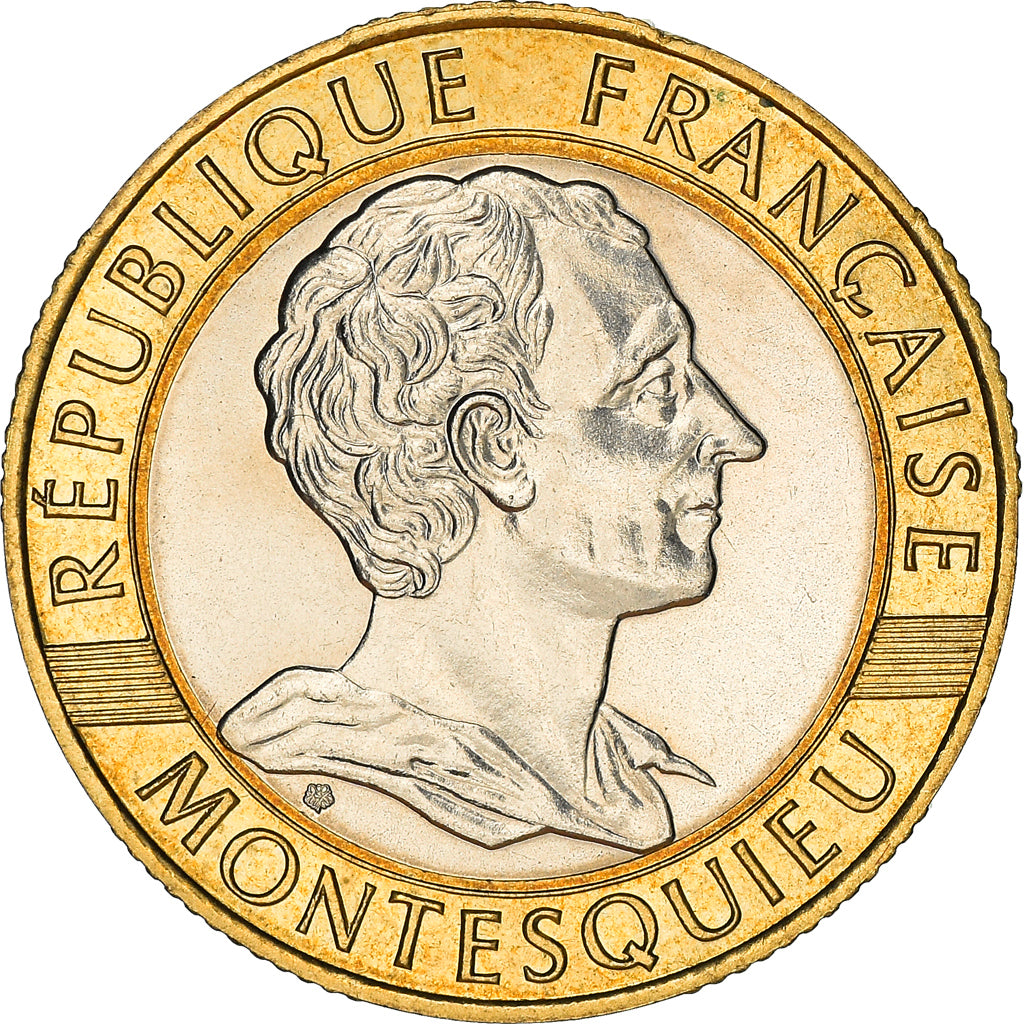 Moneta, Francja, Montesquieu, 10 Francs, 1989, Paris, MS(63), Bimetaliczny