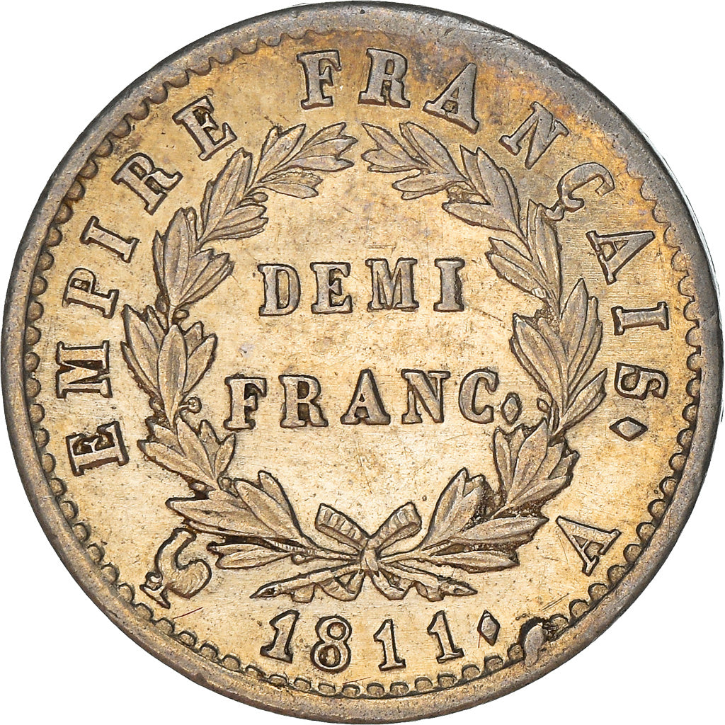 Coin, France, Napoléon I, 1/2 Franc, 1811, Paris, AU(55-58), Silver, KM:691.1