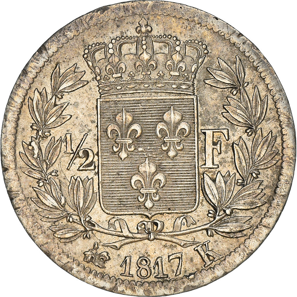 Münze, Frankreich, Louis XVIII, Louis XVIII, 1/2 Franc, 1817, Bordeaux, VZ