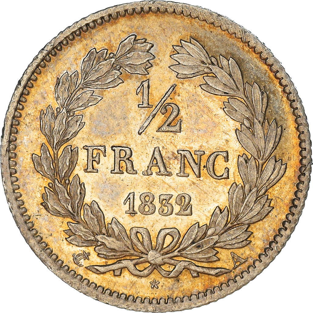 Monnaie, France, Louis-Philippe, 1/2 Franc, 1832, Paris, SUP+, Argent, KM:741.1