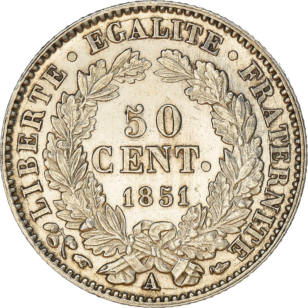 Monnaie, France, 50 Centimes, 1851, Paris, SPL+, Argent, KM:769.1, Le