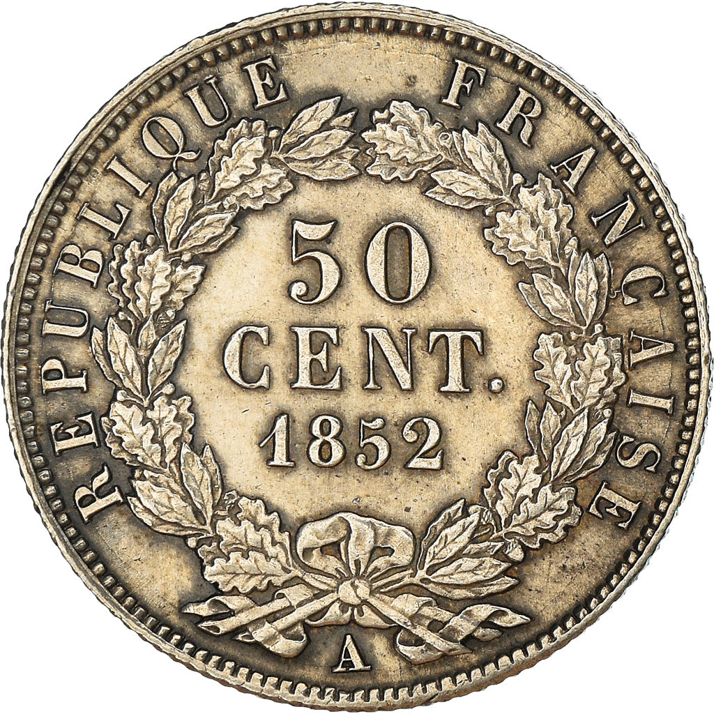 Moneta, Francja, Napoléon III, 50 Centimes, 1852, Paris, MS(63), Srebro