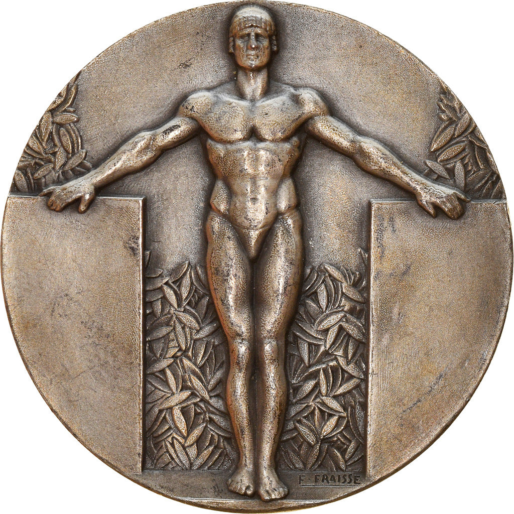 France, Medal, Art Déco, Sports & leisure, Fraisse, AU(50-53), Silver