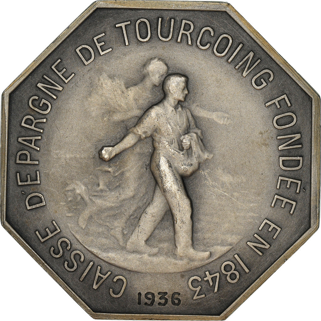Frankreich, Token, Caisse d'Épargne de Tourcoing, 1936, VZ, Silber