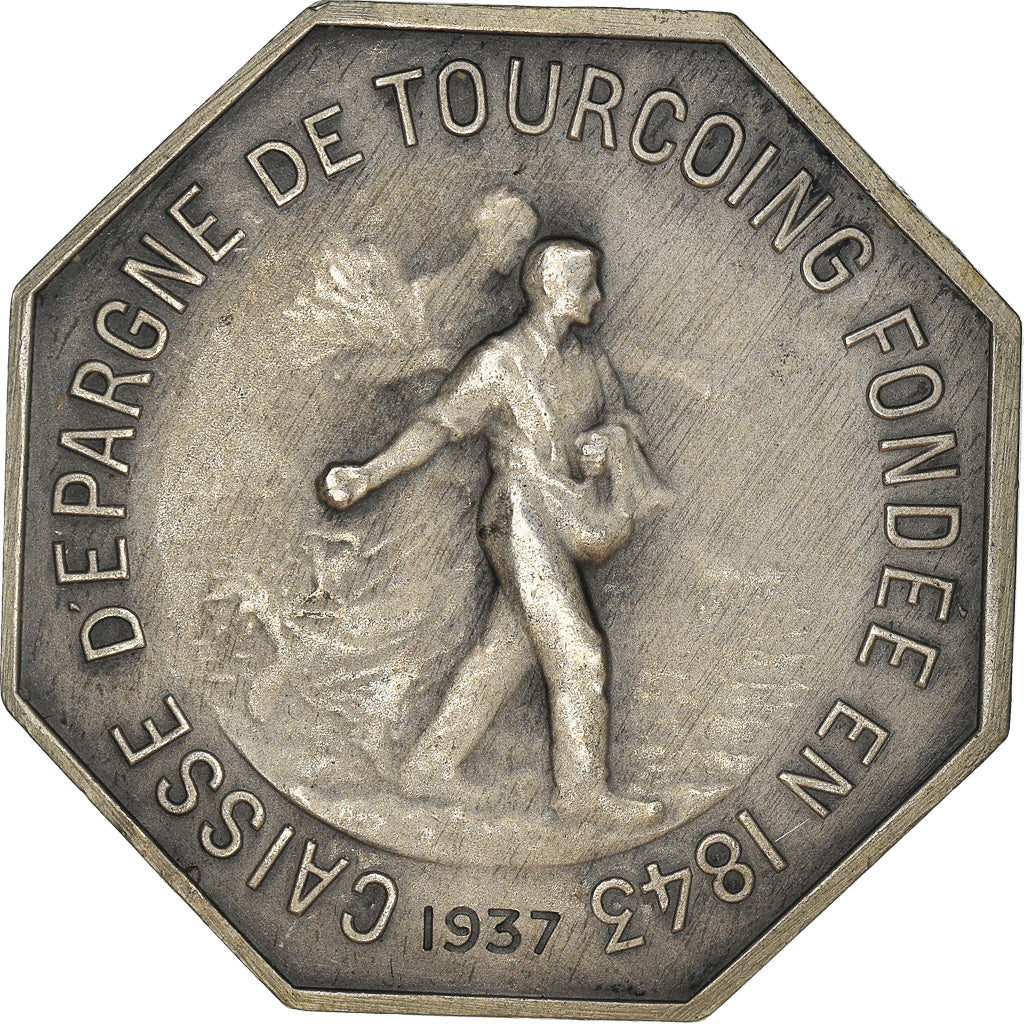 Francja, Token, Caisse d'Épargne de Tourcoing, 1937, AU(55-58), Srebro