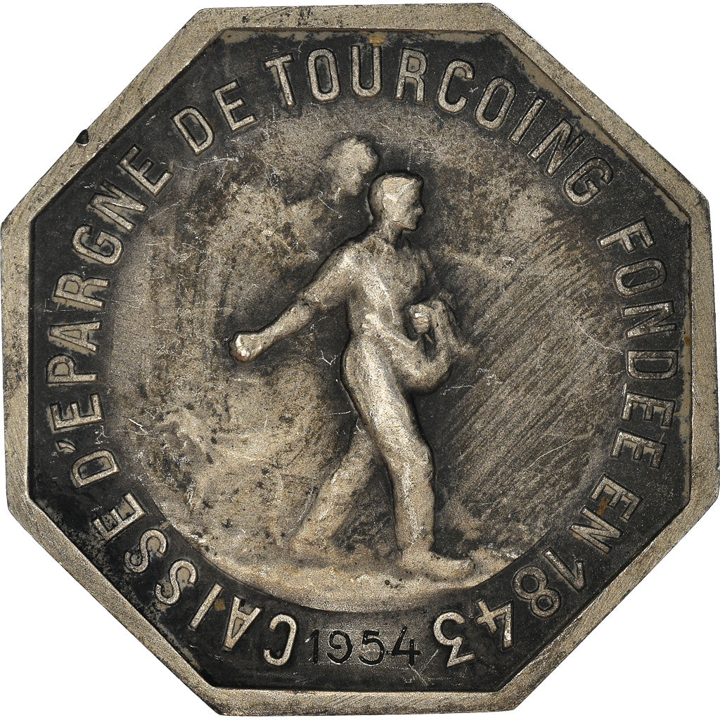 Francja, Token, Caisse d'Épargne de Tourcoing, 1954, AU(50-53), Srebro