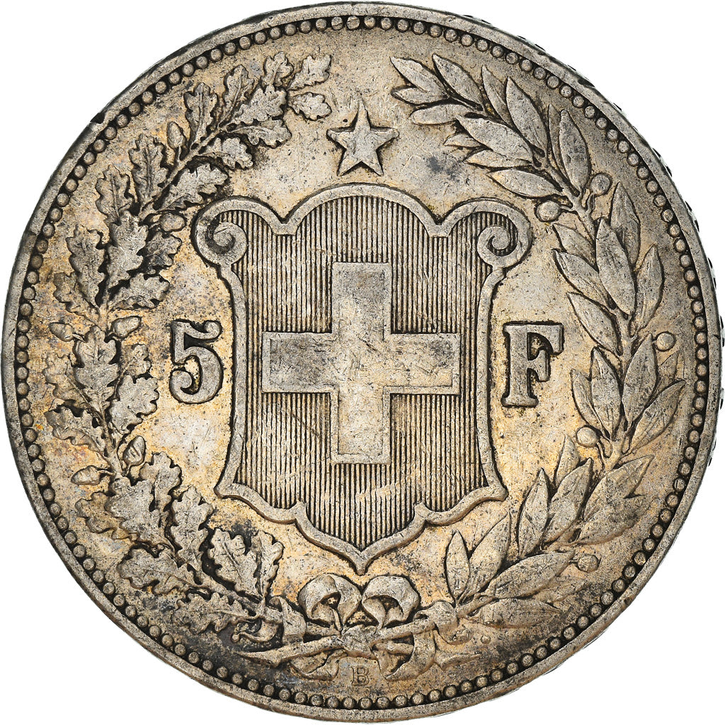 Coin, Switzerland, 5 Francs, 1892, Bern, VF(30-35), Silver, KM:34