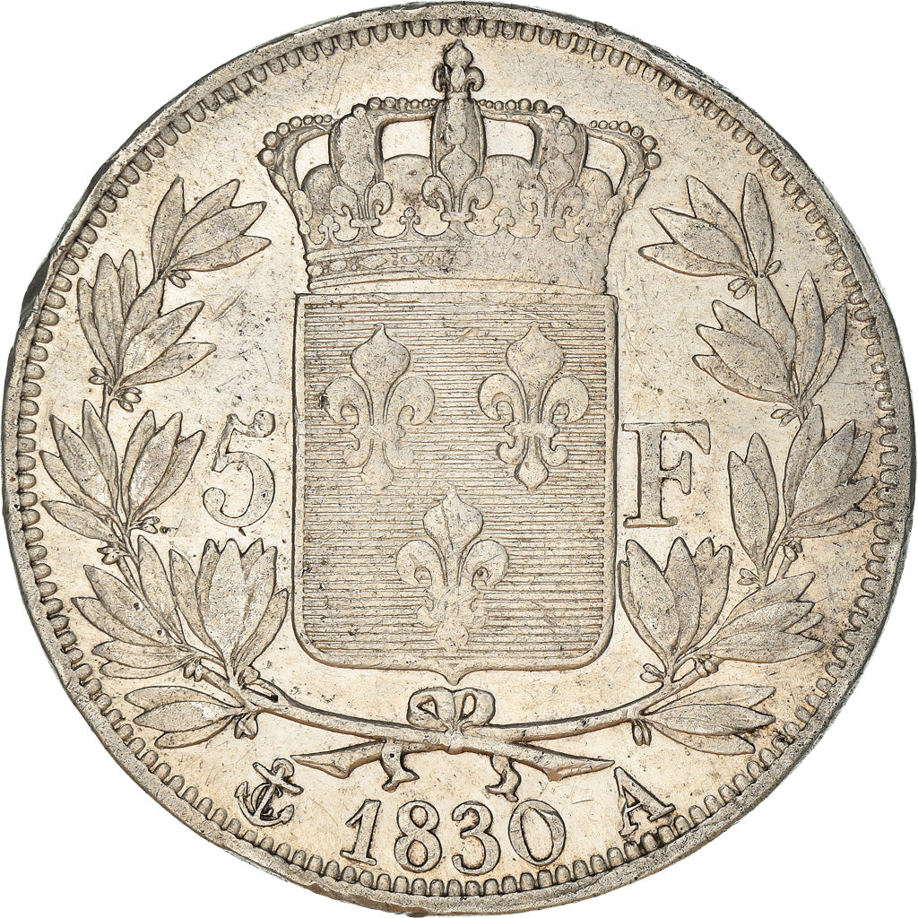 Coin, France, Charles X, 5 Francs, 1830, Paris, VF(30-35), Silver, KM:728.1, Le