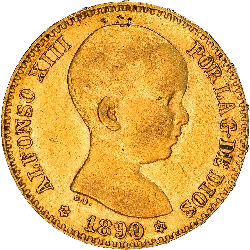 Munten, Spanje, Alfonso XIII, 20 Pesetas, 1890, Madrid, PR, Goud, KM:693
