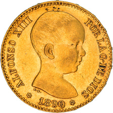 Munten, Spanje, Alfonso XIII, 20 Pesetas, 1890, Madrid, PR, Goud, KM:693