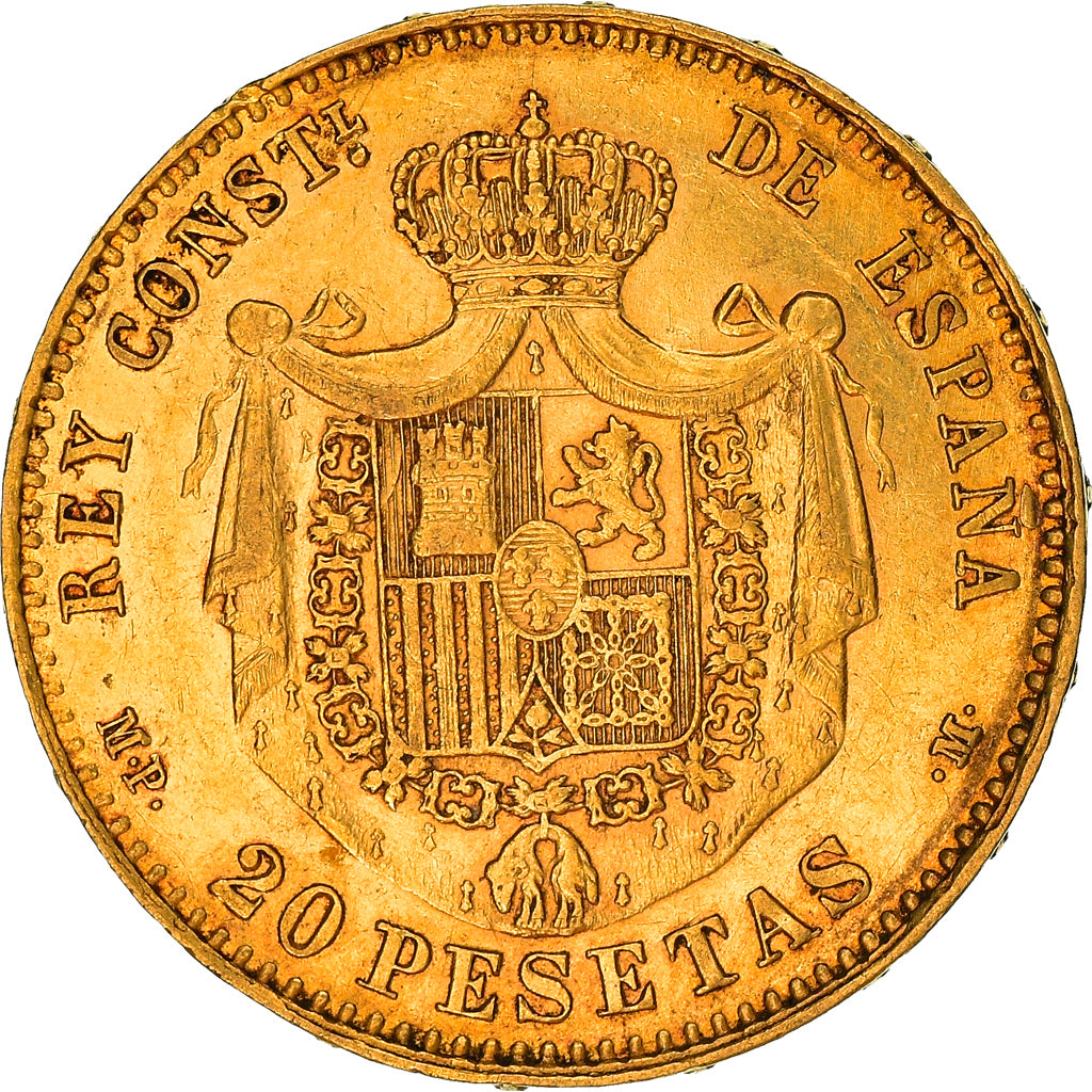 Munten, Spanje, Alfonso XIII, 20 Pesetas, 1890, Madrid, PR, Goud, KM:693