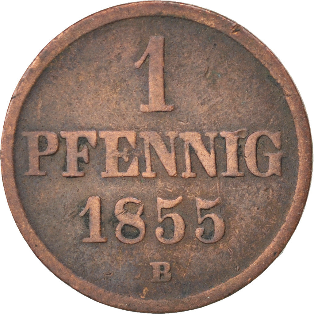 Moneta, Stati tedeschi, BRUNSWICK-WOLFENBUTTEL, Wilhelm, Pfennig, 1855, MB+