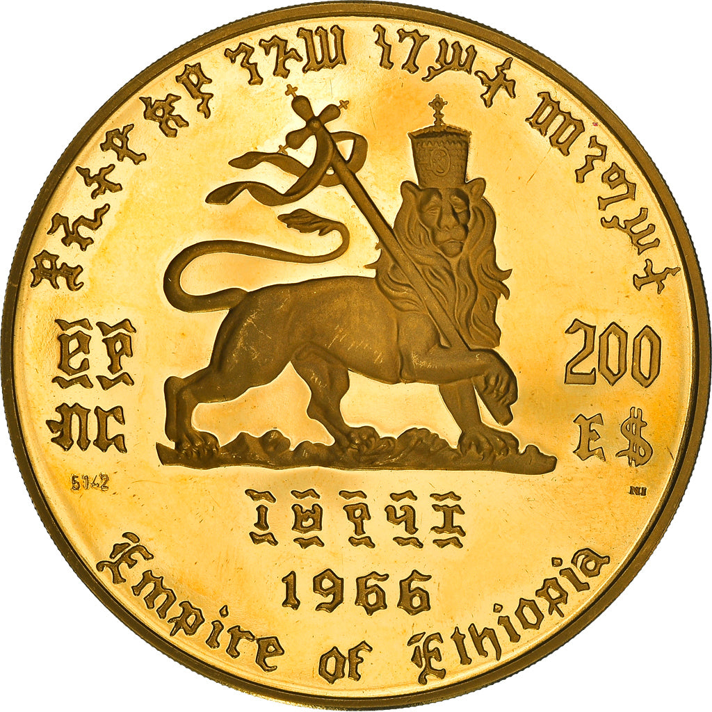 Coin, Ethiopia, Haile Selassie, 200 Dollars, 1966, Proof, MS(63), Gold, KM:42