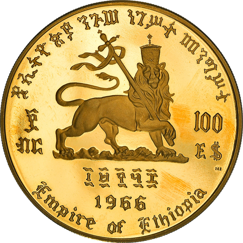 Coin, Ethiopia, Haile Selassie, 100 Dollars, 1966, Proof, MS(63), Gold, KM:41