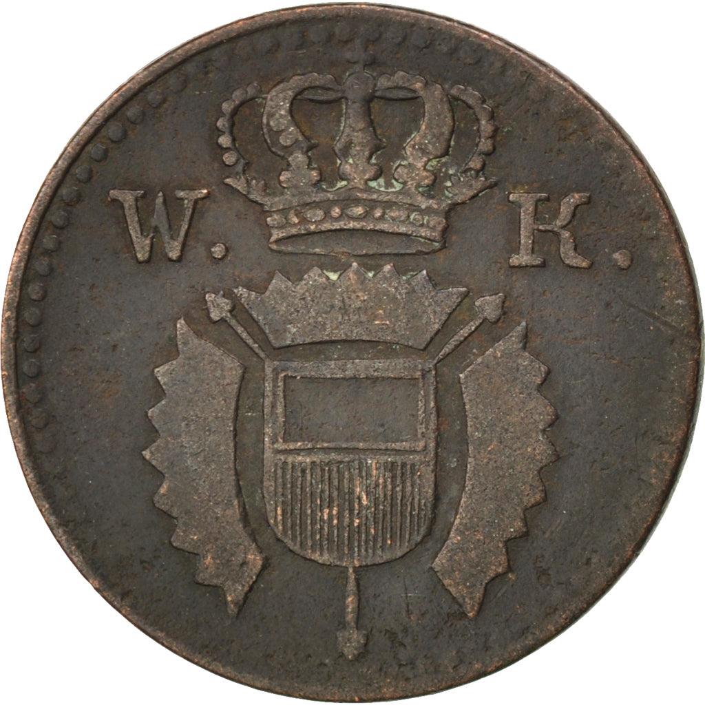 Coin, German States, SCHAUMBURG-HESSEN, Wilhelm II, Pfennig, 1828, VF(30-35)