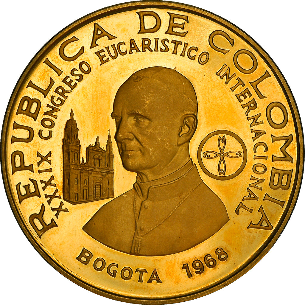 Coin, Colombia, 1500 Pesos, 1968, Bogota, Proof, MS(63), Gold, KM:235