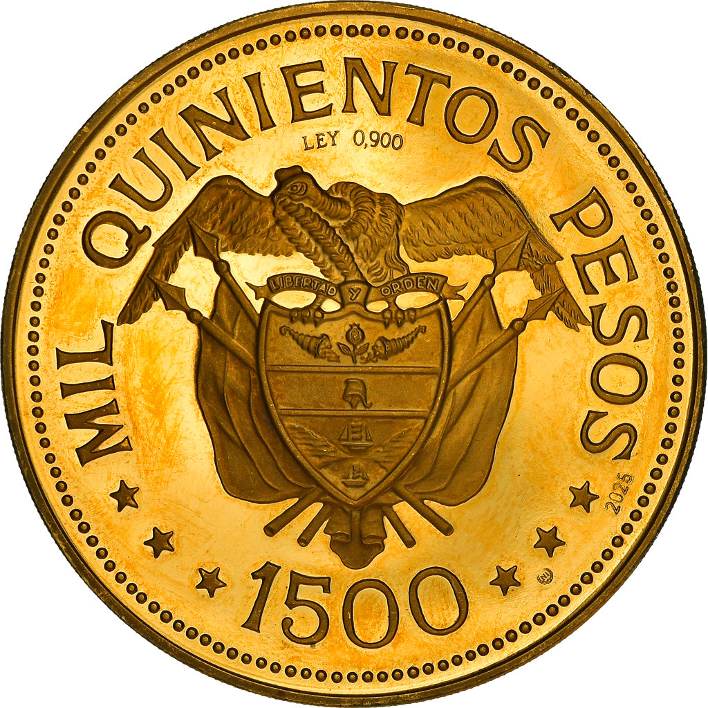Coin, Colombia, 1500 Pesos, 1968, Bogota, Proof, MS(63), Gold, KM:235