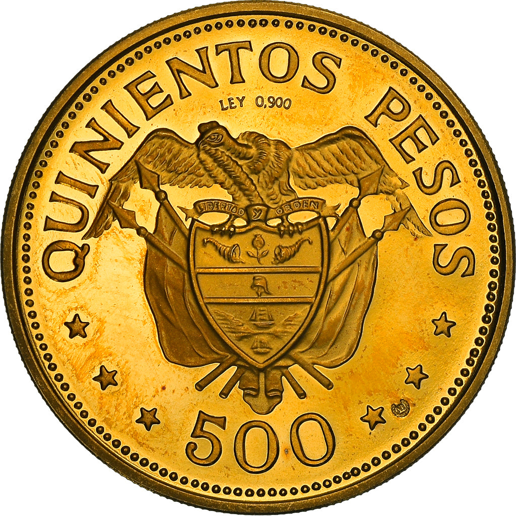 Moneda, Colombia, 500 Pesos, 1968, Bogota, Proof, SC, Oro, KM:234