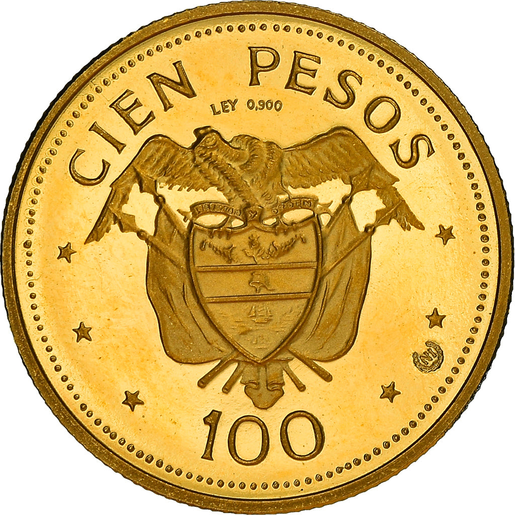Coin, Colombia, 100 Pesos, 1968, Bogota, Proof, MS(63), Gold, KM:231