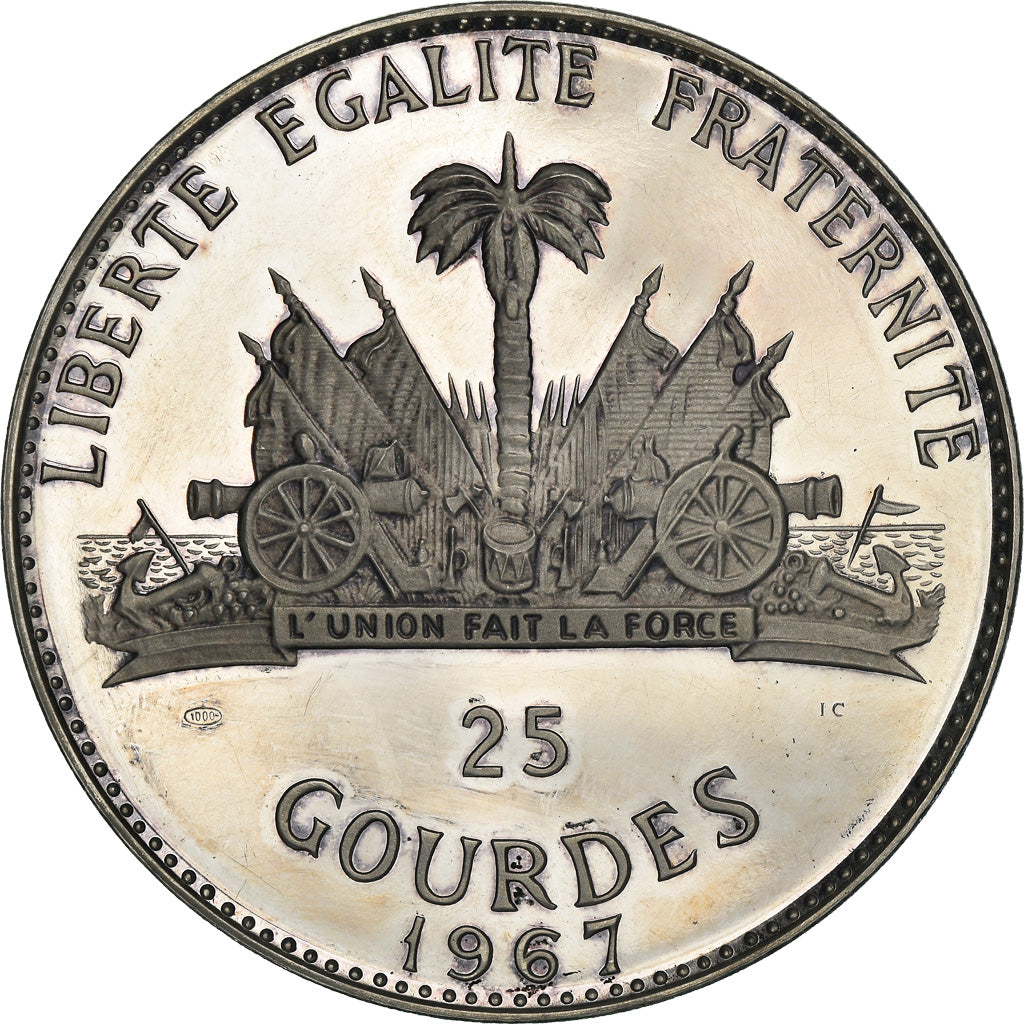 Moneta, Haiti, Art Haïtien, 25 Gourdes, 1967, Proof, SPL, Argento, KM:67.1