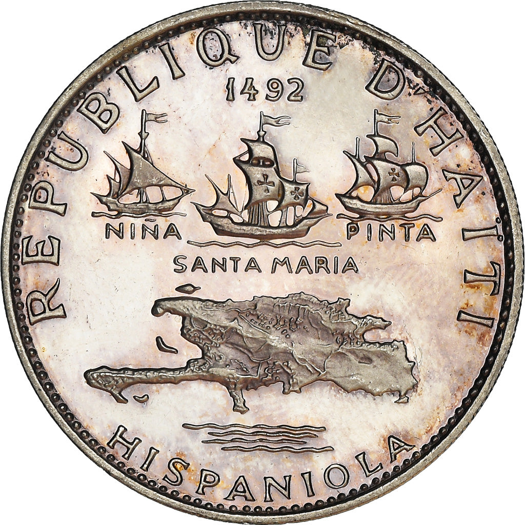 Coin, Haiti, Hispaniola, 5 Gourdes, 1967, Proof, MS(63), Silver, KM:64.1