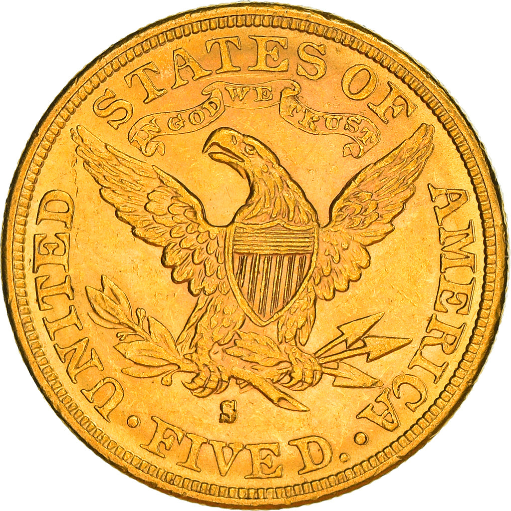Moeda, Estados Unidos da América, Coronet Head, $5, Half Eagle, 1882, U.S.