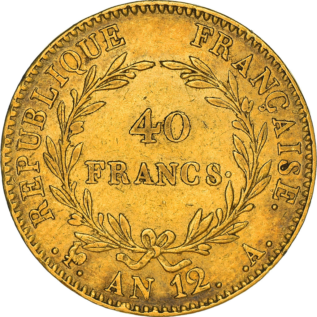 Monnaie, France, Napoleon I, 40 Francs, An 12, Paris, TTB+, Or, Le Franc:F.536