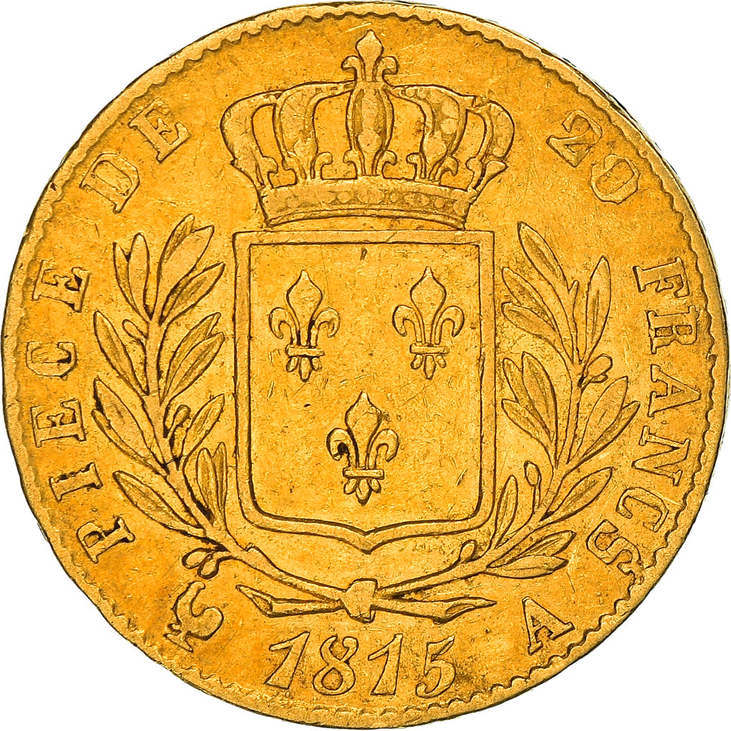 Münze, Frankreich, Louis XVIII, 20 Francs, 1815, Paris, S+, Gold, KM:706.1, Le