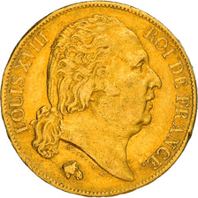 Moneda, Francia, Louis XVIII, 20 Francs, 1817, Bayonne, MBC, Oro, KM:712.5, Le