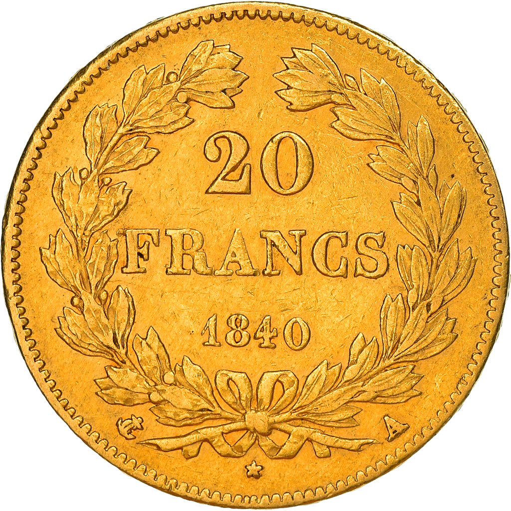 Coin, France, Louis-Philippe, 20 Francs, 1840, Paris, AU(50-53), Gold, KM:750.1