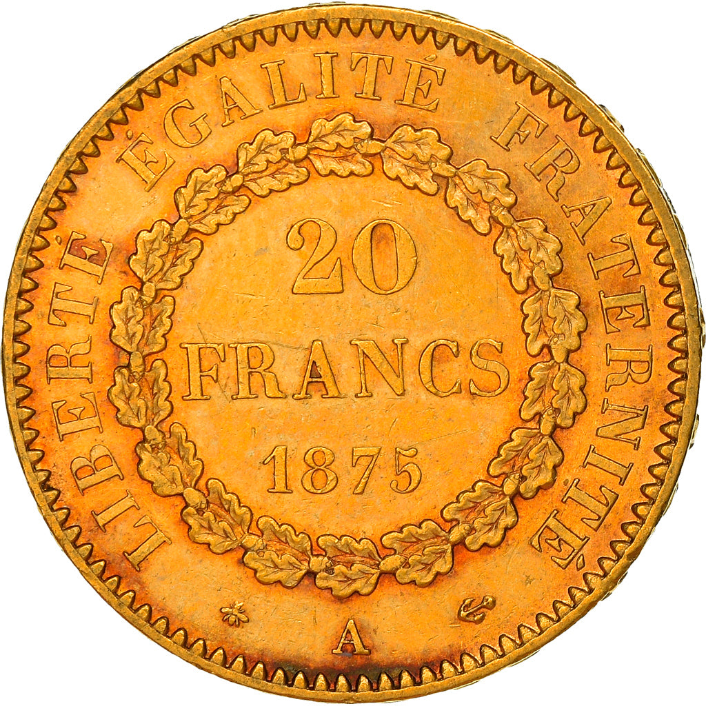 Coin, France, Génie, 20 Francs, 1875, Paris, AU(55-58), Gold, KM:825, Le