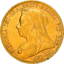 Coin, Great Britain, Victoria, Sovereign, 1896, EF(40-45), Gold, KM:785