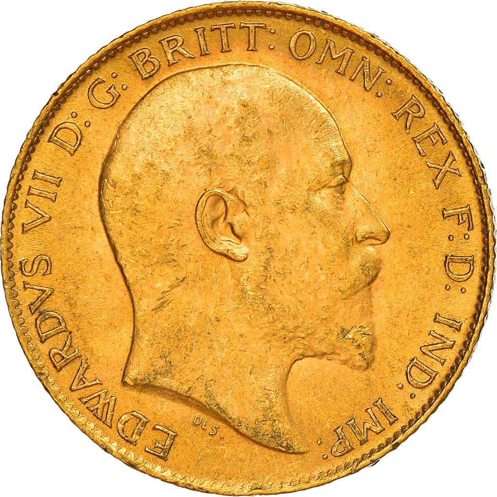 Coin, Great Britain, Edward VII, 1/2 Sovereign, 1910, AU(55-58), Gold, KM:804