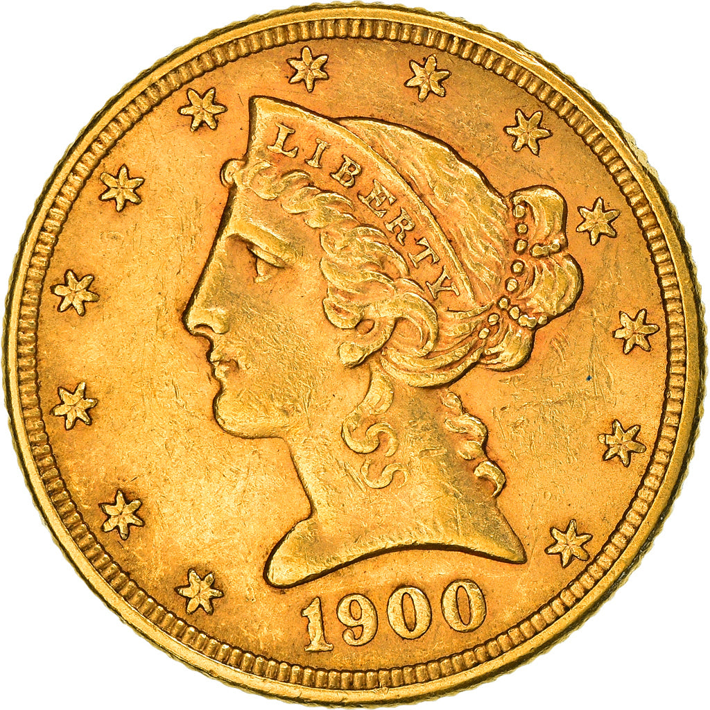 Moeda, Estados Unidos da América, Coronet Head, $5, Half Eagle, 1900, U.S.