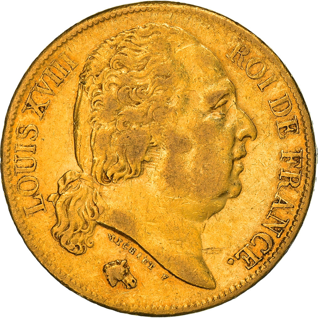 Coin, France, Louis XVIII, Louis XVIII, 20 Francs, 1824, Paris, EF(40-45), Gold