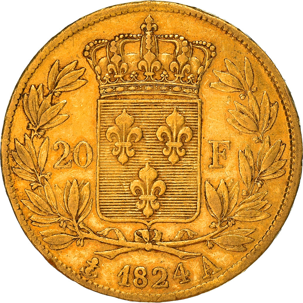 Coin, France, Louis XVIII, Louis XVIII, 20 Francs, 1824, Paris, EF(40-45), Gold