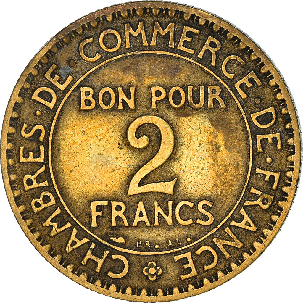 Coin, France, Chambre de commerce, 2 Francs, 1927, Paris, VF(30-35)