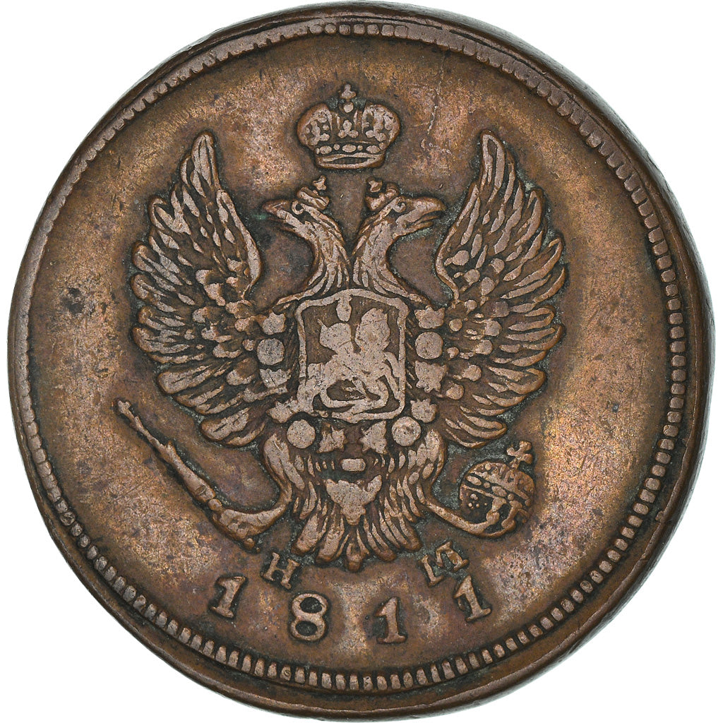 Moneta, Russia, Alexander I, 2 Kopeks, 1811, Ekaterinbourg, BB, Rame, KM:118.3