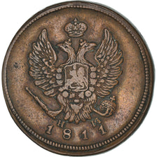 Moneda, Rusia, Alexander I, 2 Kopeks, 1811, Ekaterinbourg, MBC, Cobre, KM:118.3