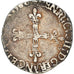 Moneda, Francia, Henri III, 1/4 d'écu à la croix de face, 1586, Rennes, BC+