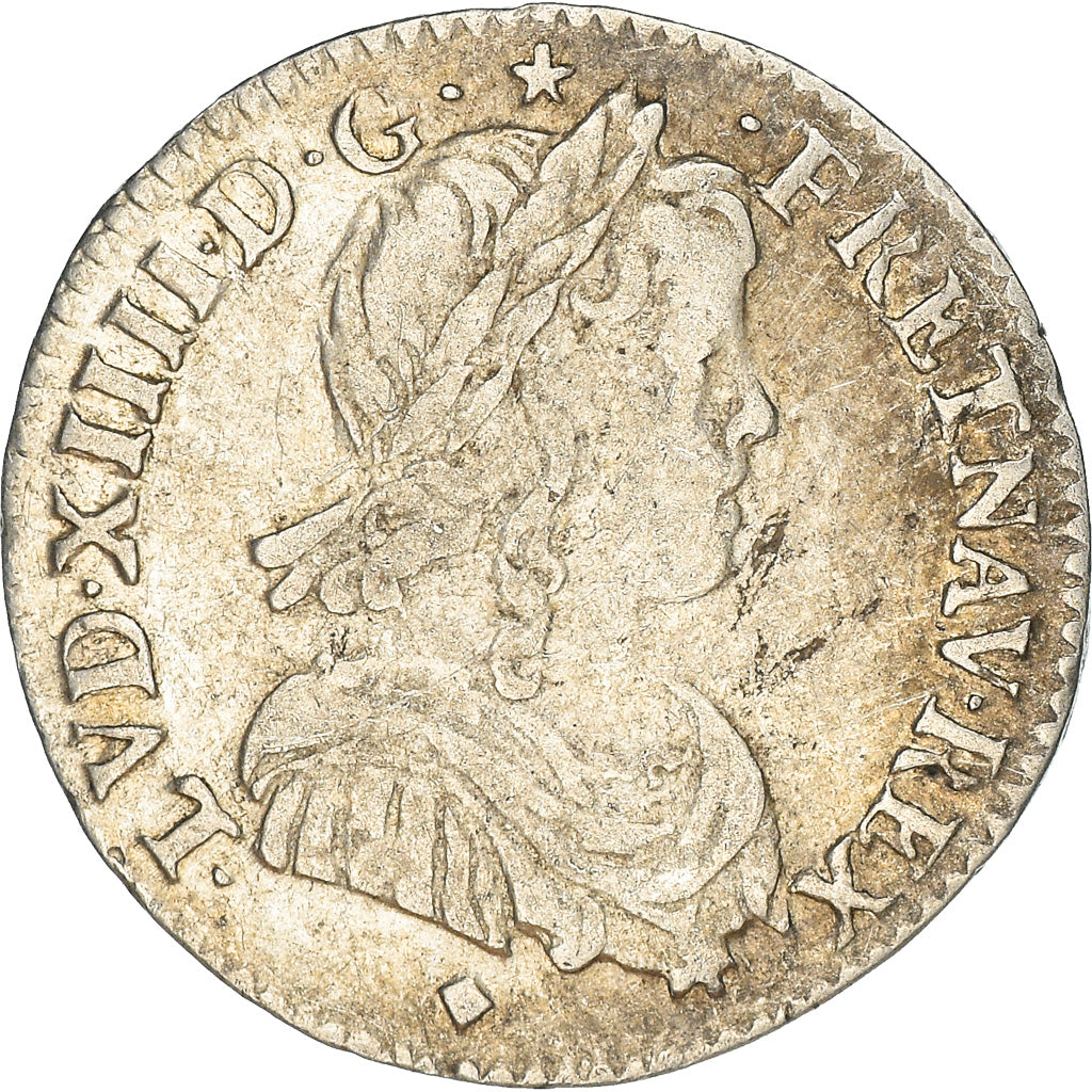 Monnaie, France, Louis XIV, 1/12 Écu à la mèche longue, 1/12 ECU, 10 Sols