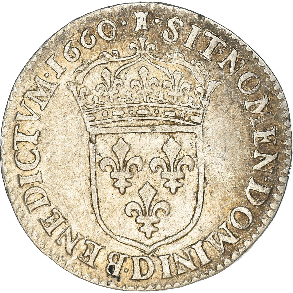 Monnaie, France, Louis XIV, 1/12 Écu à la mèche longue, 1/12 ECU, 10 Sols