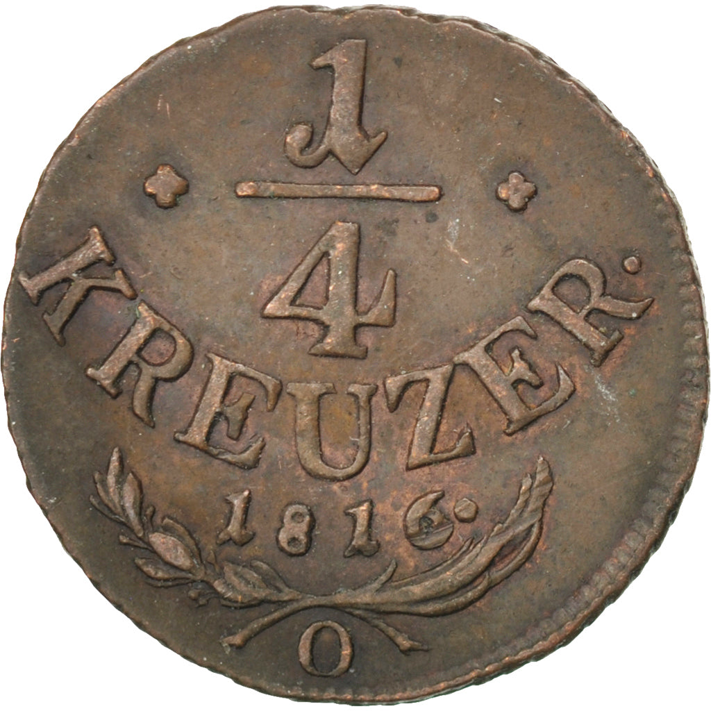 AUSTRIA, 1/4 Kreuzer, 1816, KM #2107, EF(40-45), Copper, 19.4, 2.08