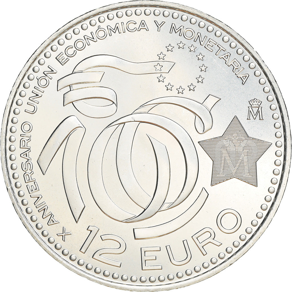 Espagne, 12 Euro, Economic and Monetary Union - Anniversary, 2009, Madrid, FDC