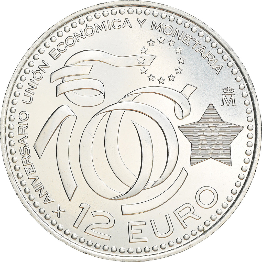 Spanien, 12 Euro, Economic and Monetary Union - Anniversary, 2009, Madrid, STGL