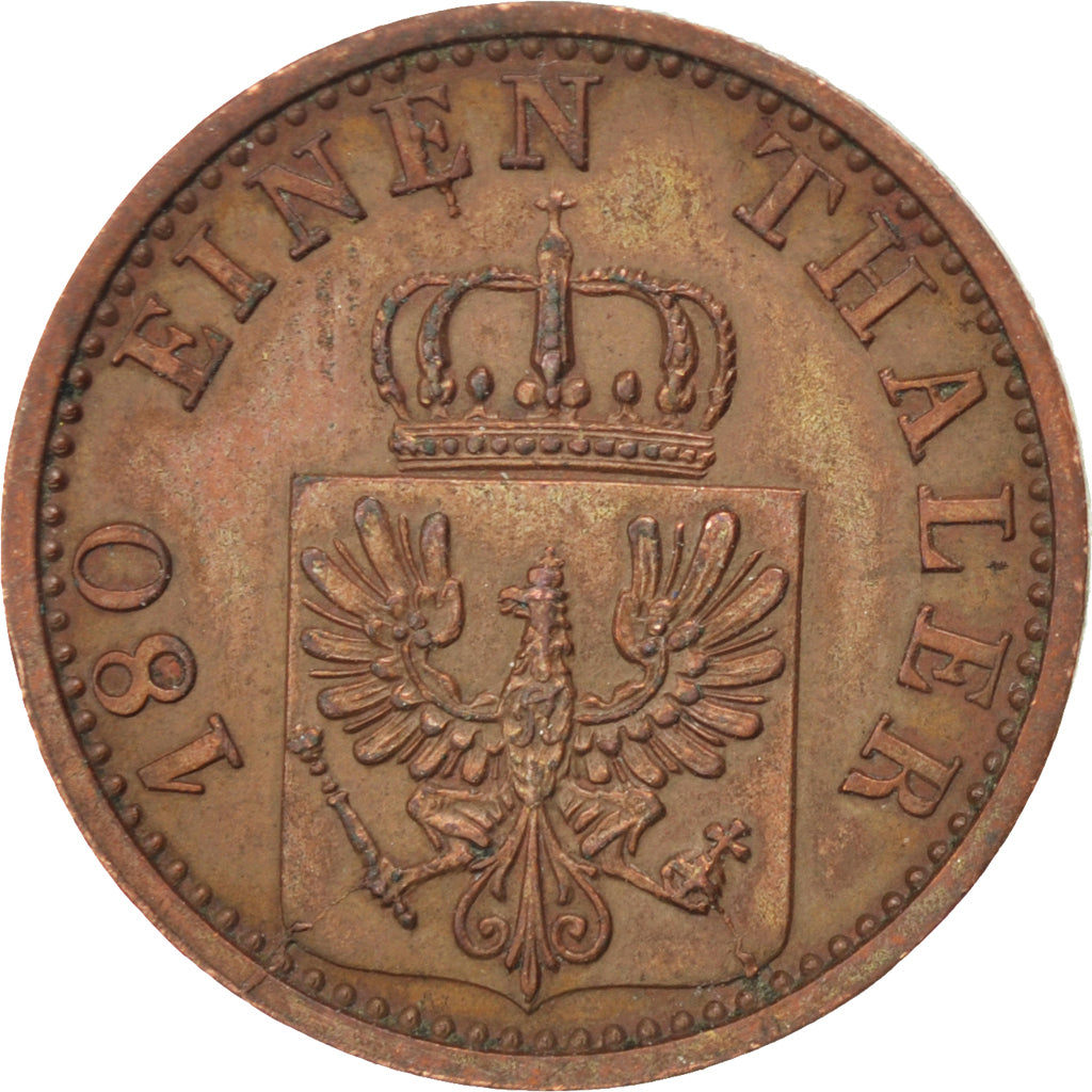 GERMAN STATES, 2 Pfennig, 1867, Cleves, KM #481, EF(40-45), Copper, 20, 3.04