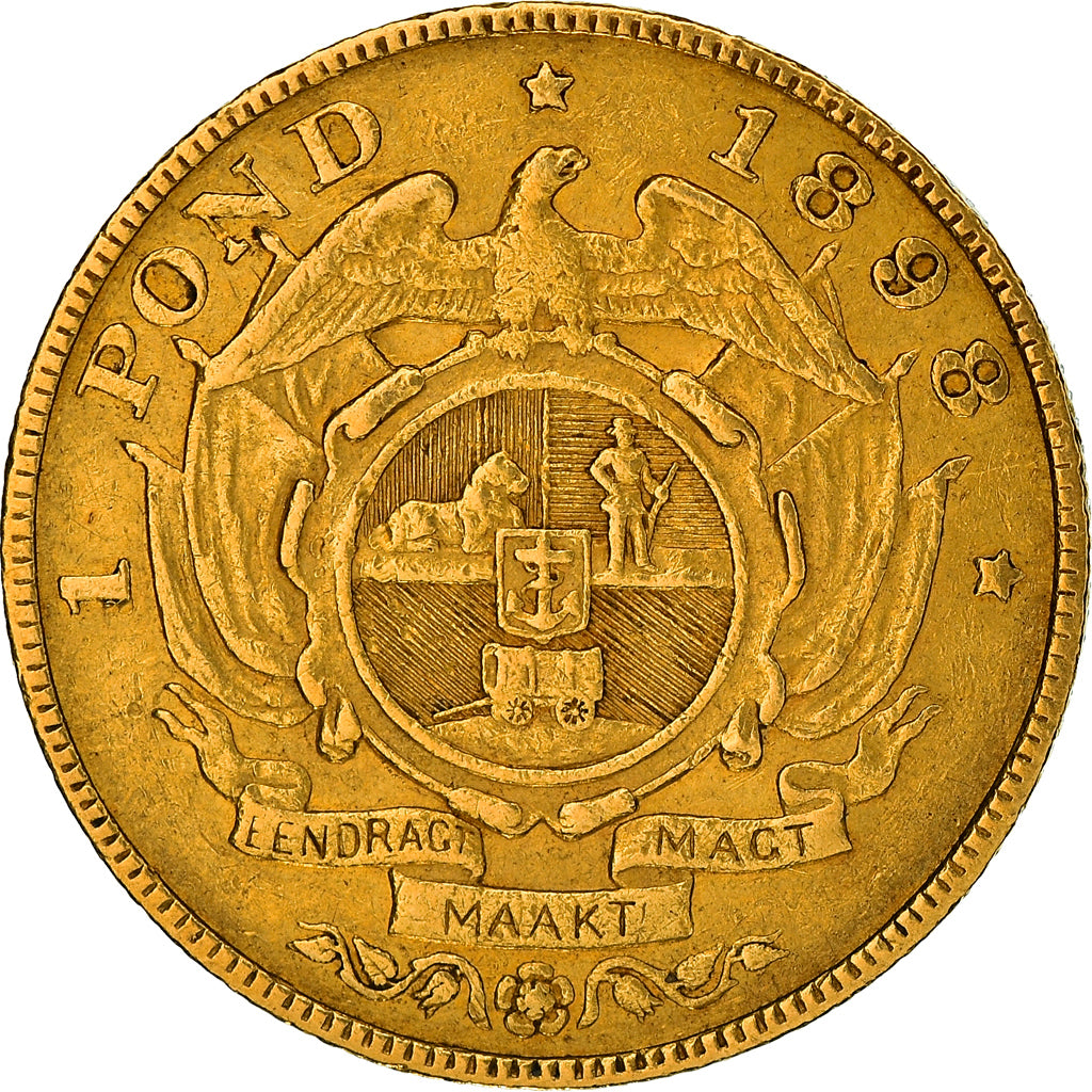 Moneda, Sudáfrica, Paul Kruger, Pond, 1898, Pretoria, BC+, Oro, KM:10.2