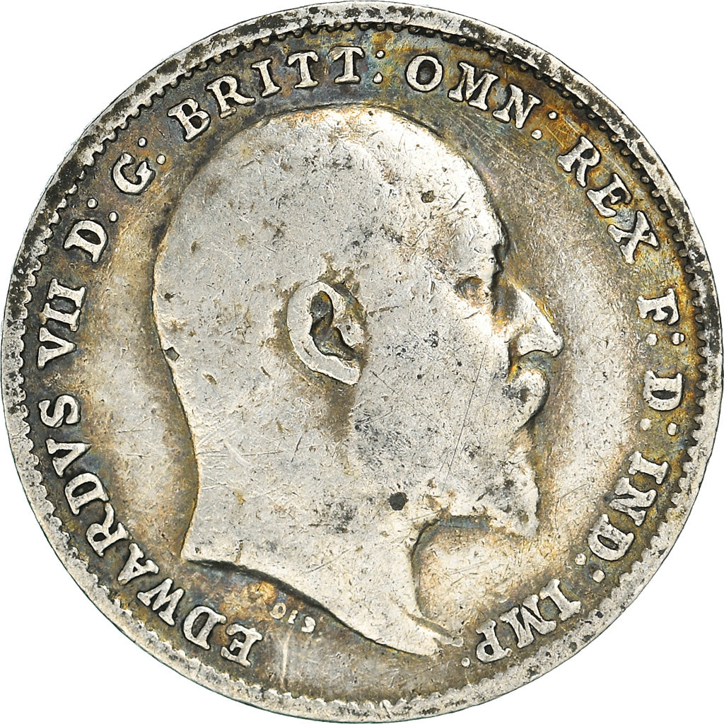 Coin, Great Britain, Edward VII, 3 Pence, 1902, EF(40-45), Silver, KM:797.1