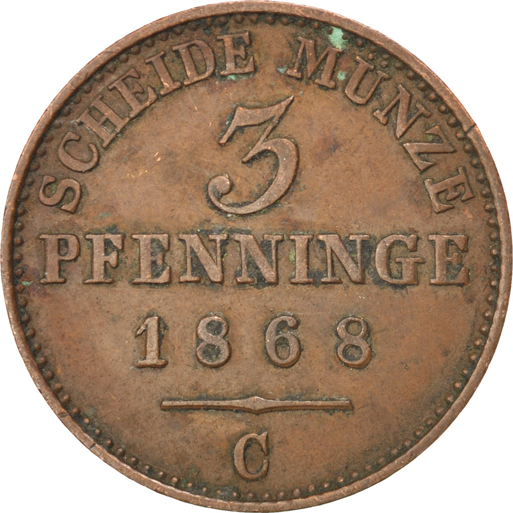 Coin, German States, PRUSSIA, Wilhelm I, 3 Pfennig, 1868, Cleves, EF(40-45)